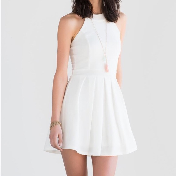 Francesca’s Ava Bow Back White Skater Dress - Picture 3 of 6
